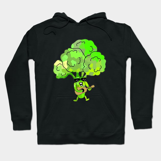 Broccoli Guitar Player  - Funny Broccoli Art Hoodie by SartorisArt1